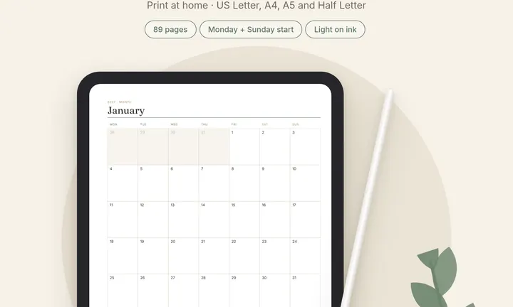2027 Printable Planner product preview